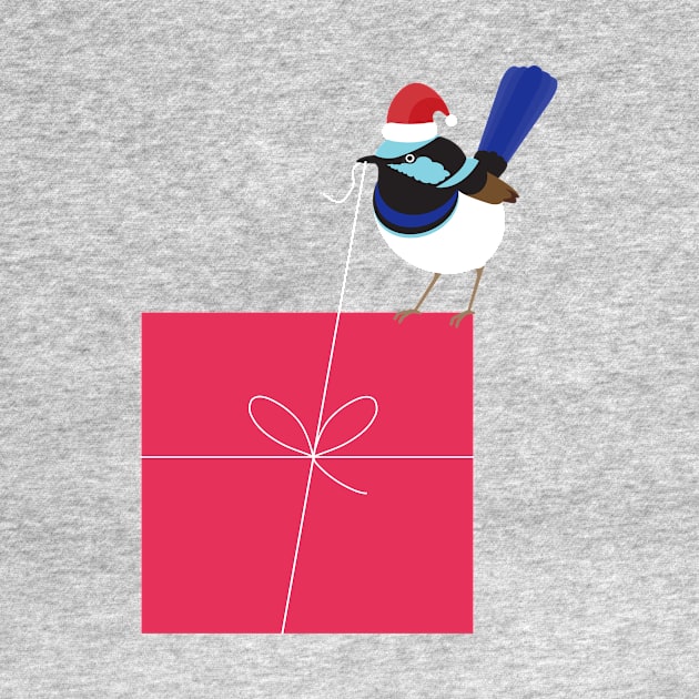 Christmas fairy wren opening gift by creativemonsoon